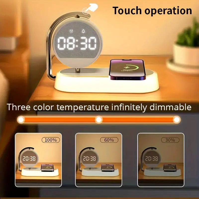 Fantasy Tropical Night Light & Wireless Charger Stand with Digital Alarm Clock-3