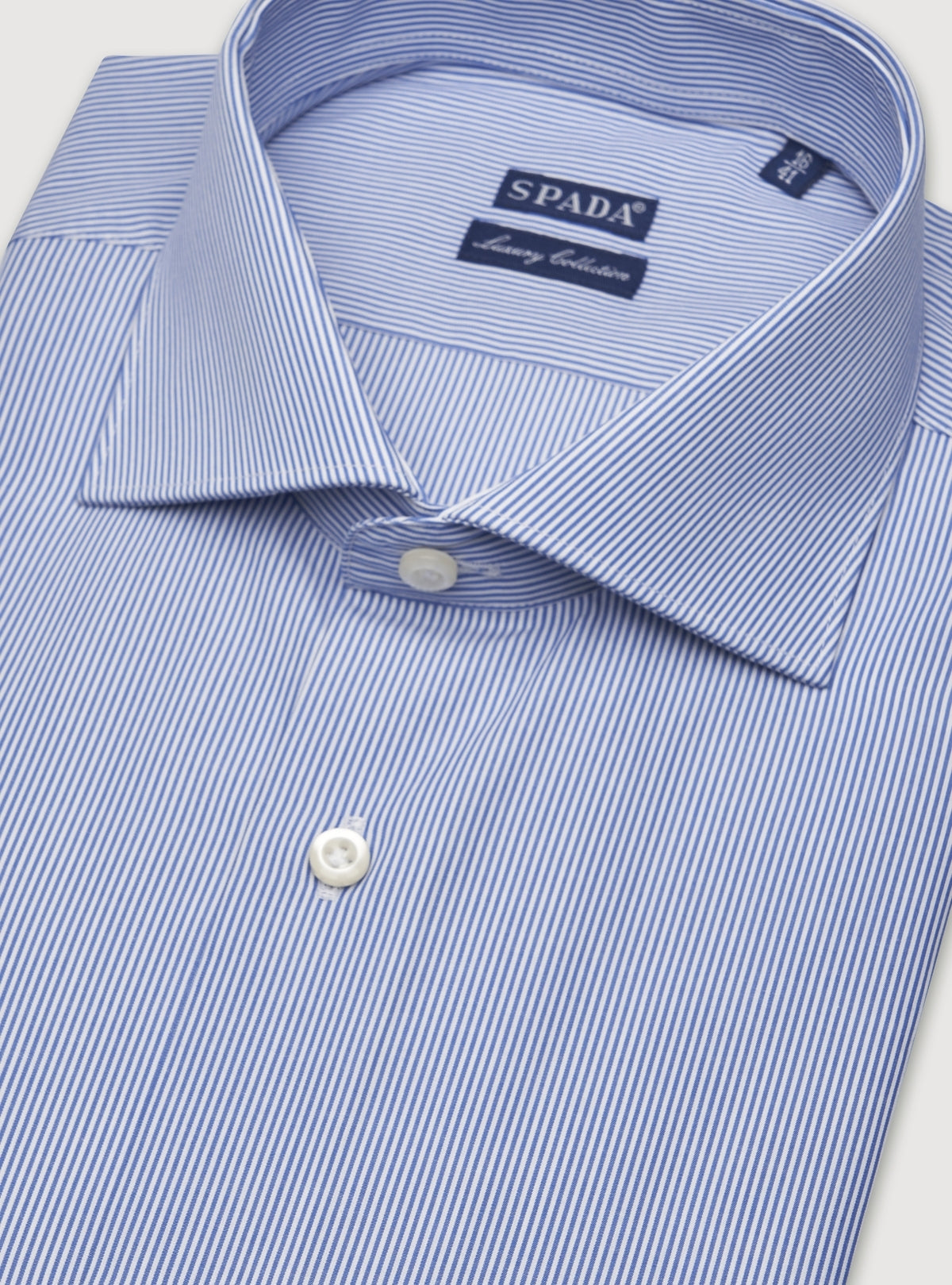 Camicia collo francese in puro cotone a righe strette-1