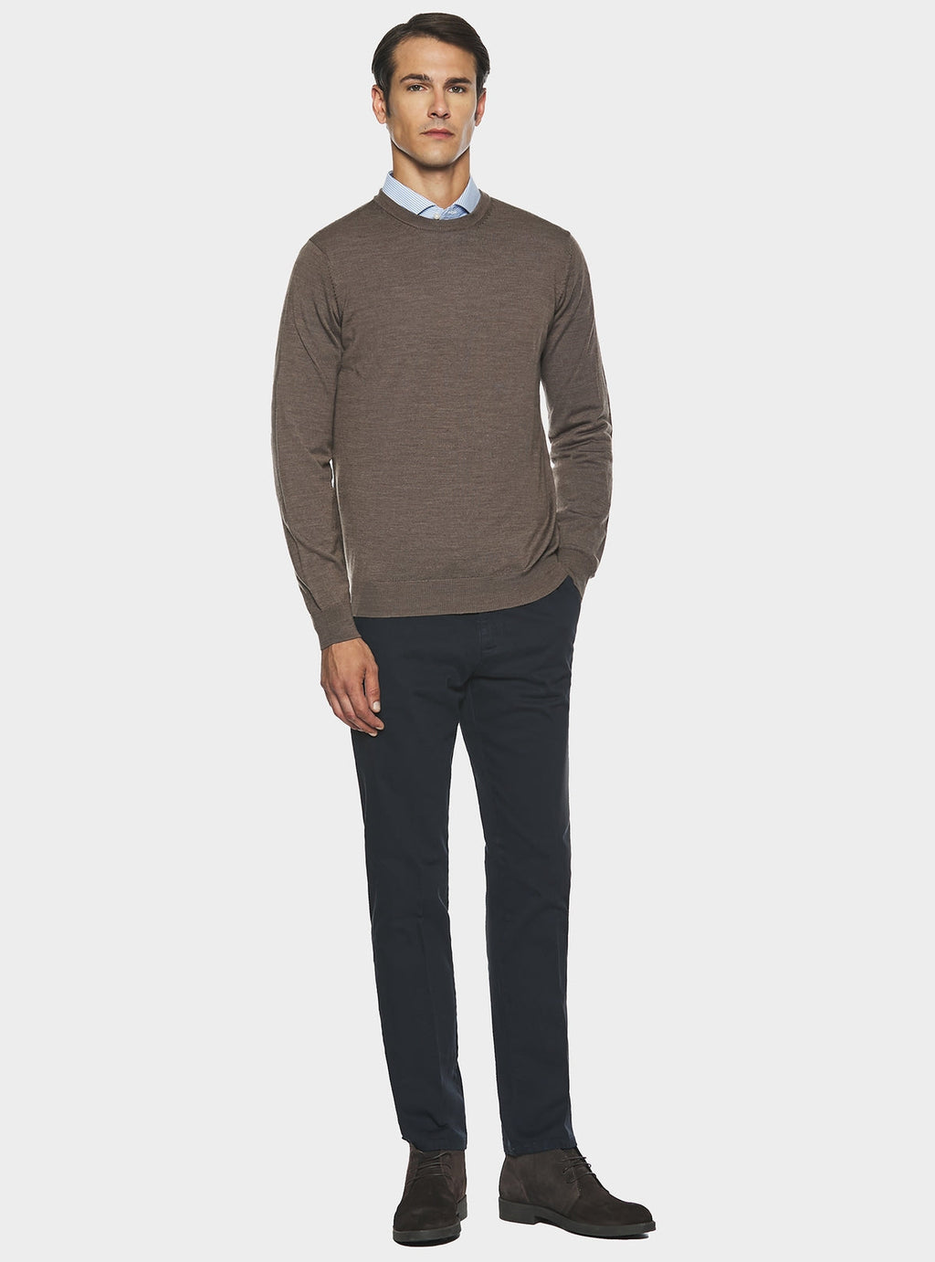 Maglia girocollo in pura lana merino-2