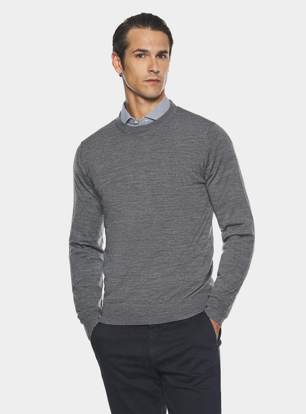 Maglia girocollo in pura lana merino-0
