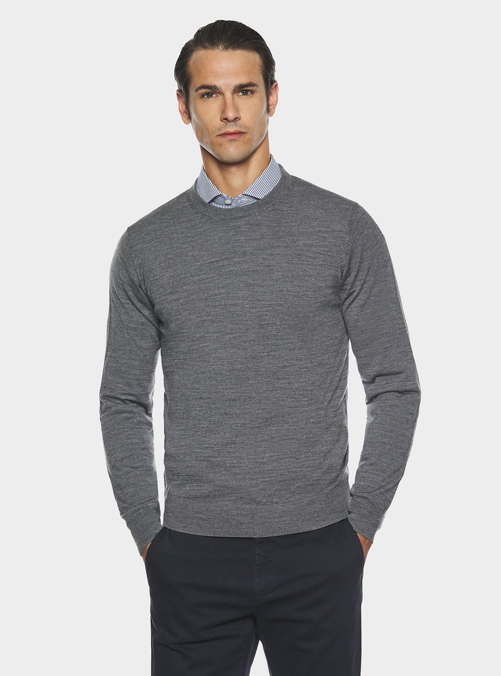 Maglia girocollo in pura lana merino-1