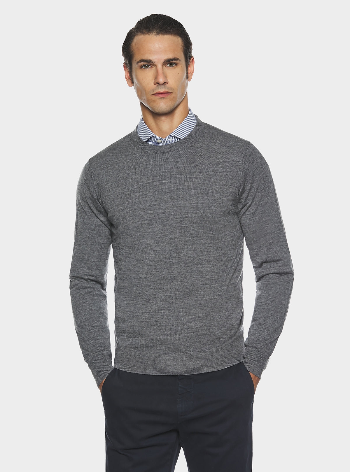 Maglia girocollo in pura lana merino-1