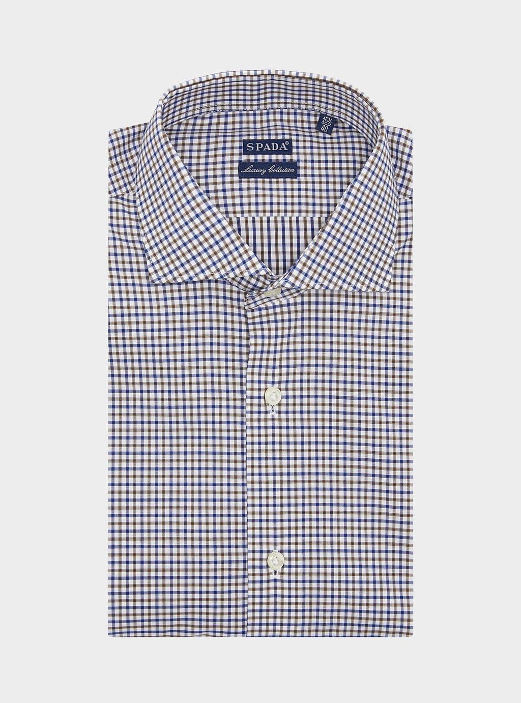 Camicia collo francese in puro cotone a quadretti-0