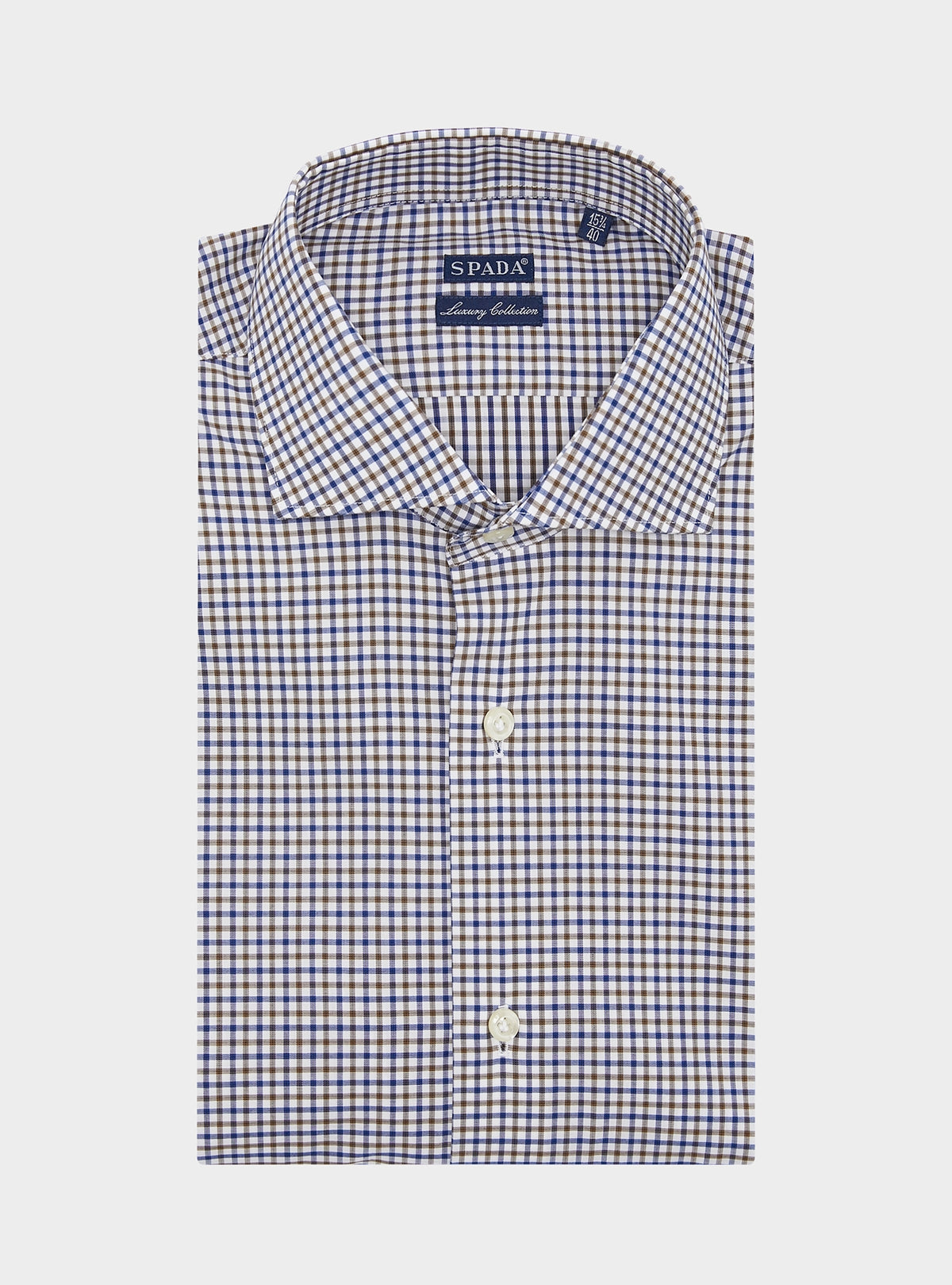 Camicia collo francese in puro cotone a quadretti-0