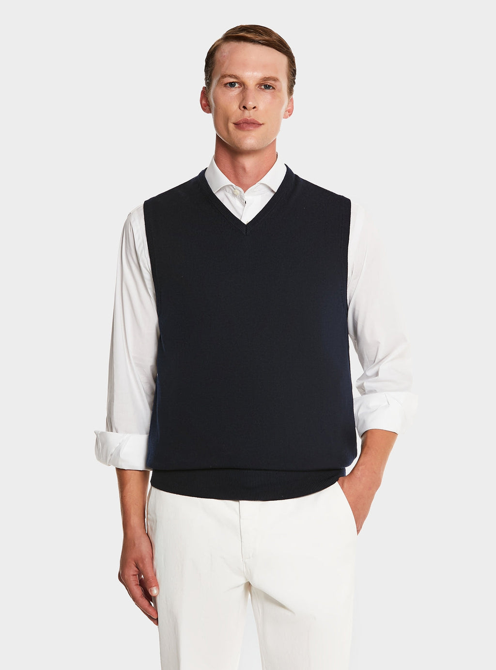 Gilet in 100% Lana Merino con scollo a V-0