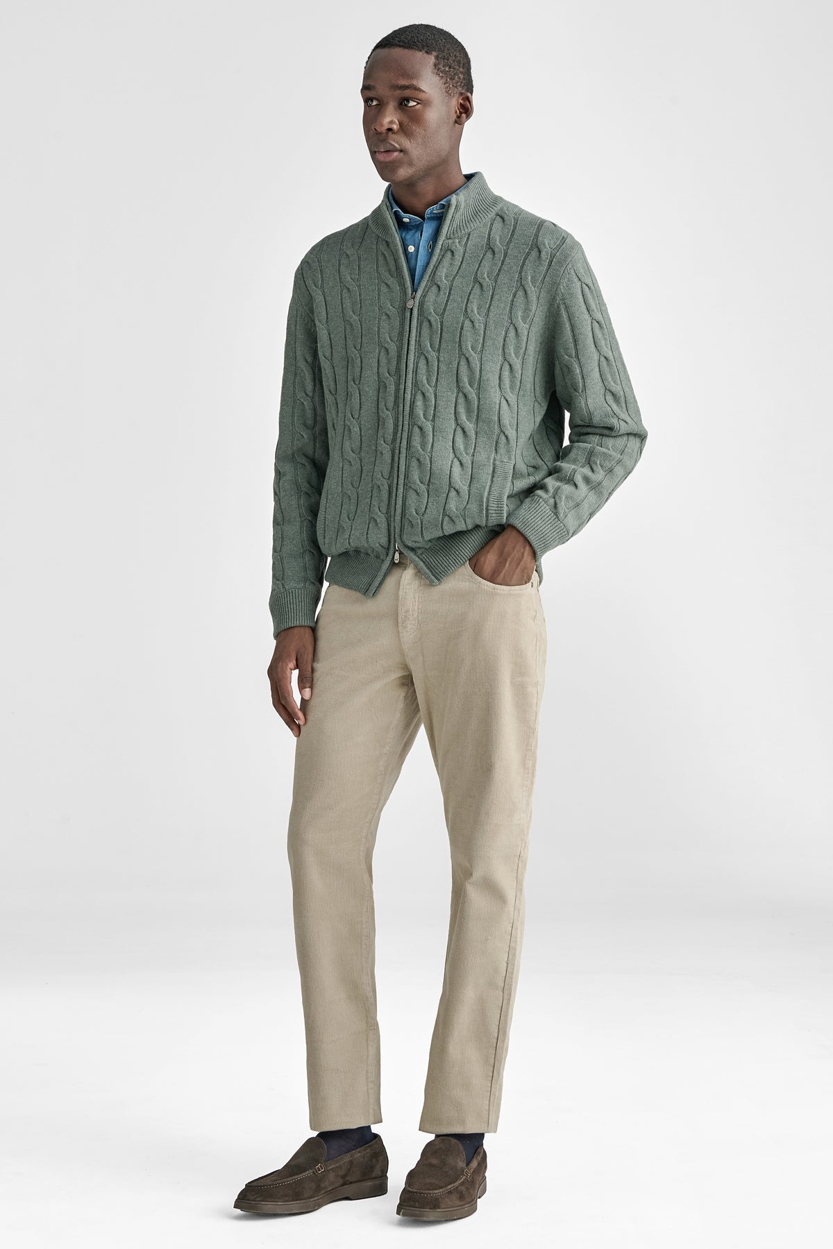 Cardigan a trecce in pura lana e cashmere-1