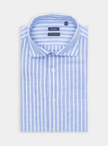 Camicia in lino e cotone a righe-0