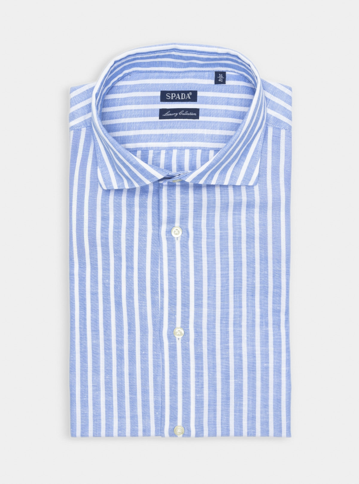 Camicia in lino e cotone a righe-0