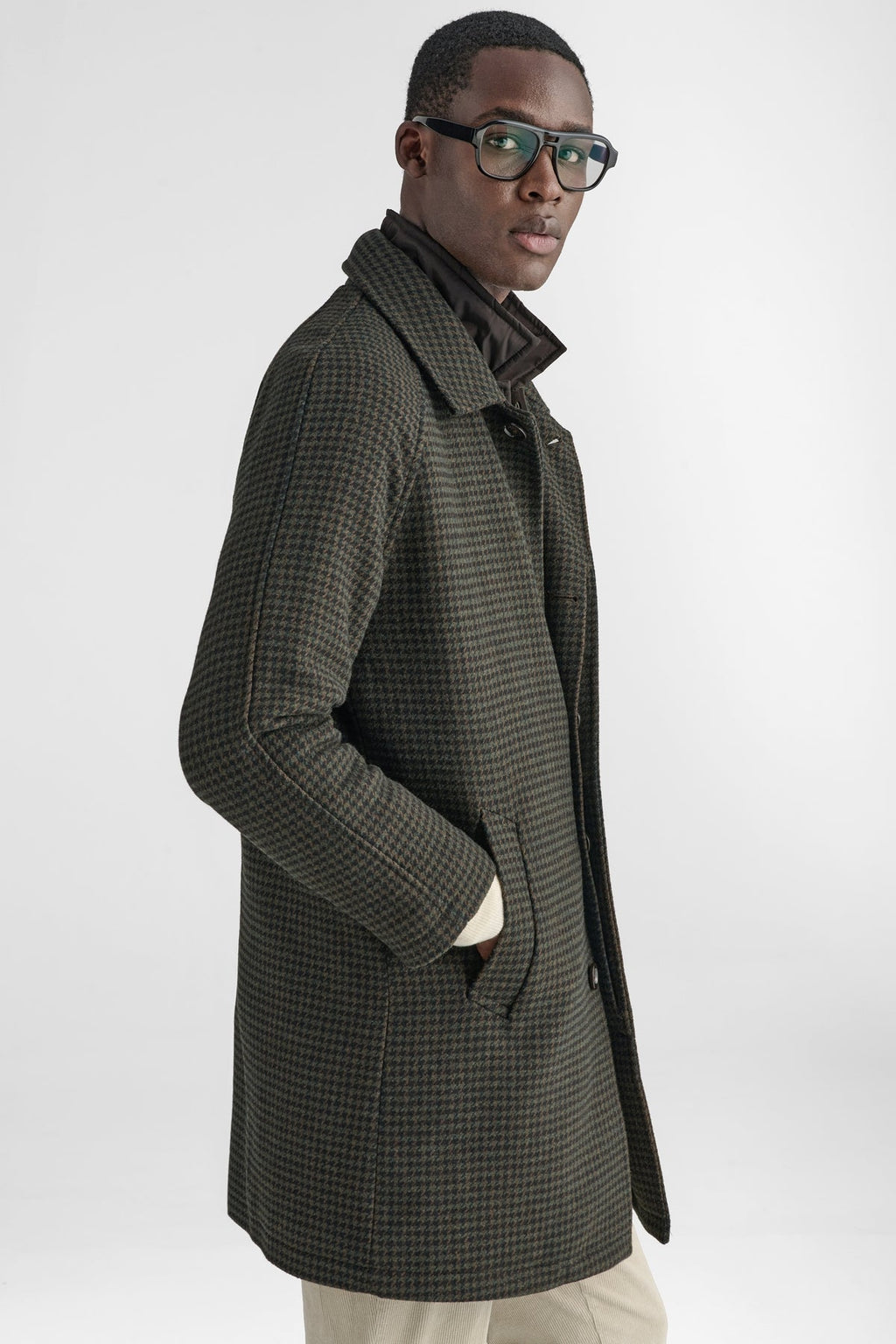 Cappotto uomo pied de poule in misto lana-1