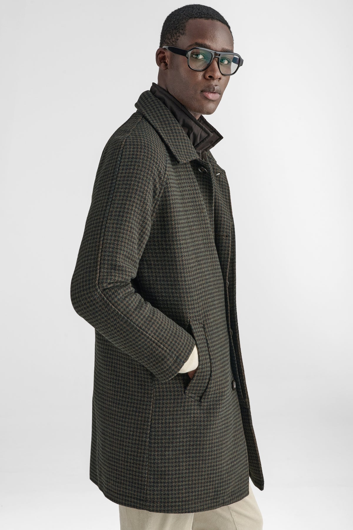 Cappotto uomo pied de poule in misto lana-1