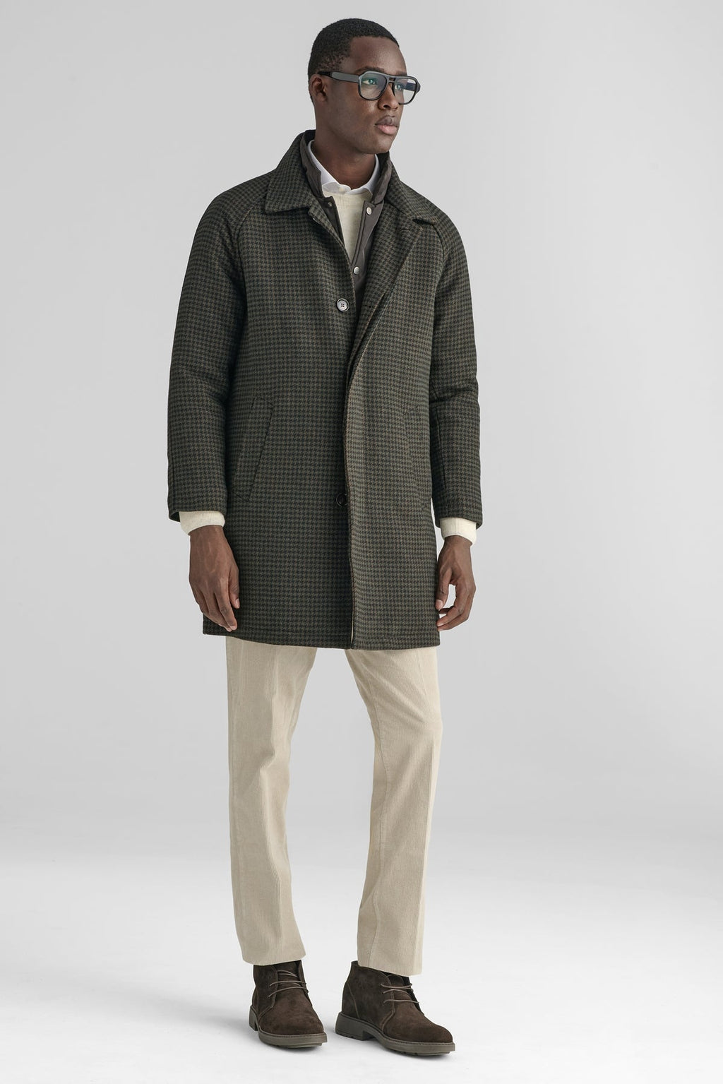 Cappotto uomo pied de poule in misto lana-0