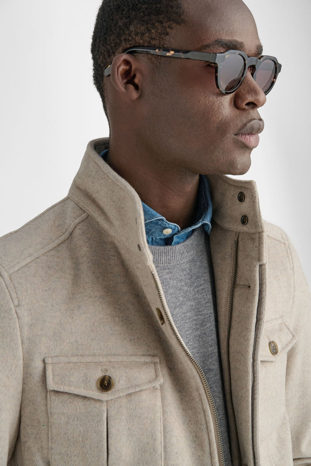 Giubbino uomo 4 tasche in misto Lana-2