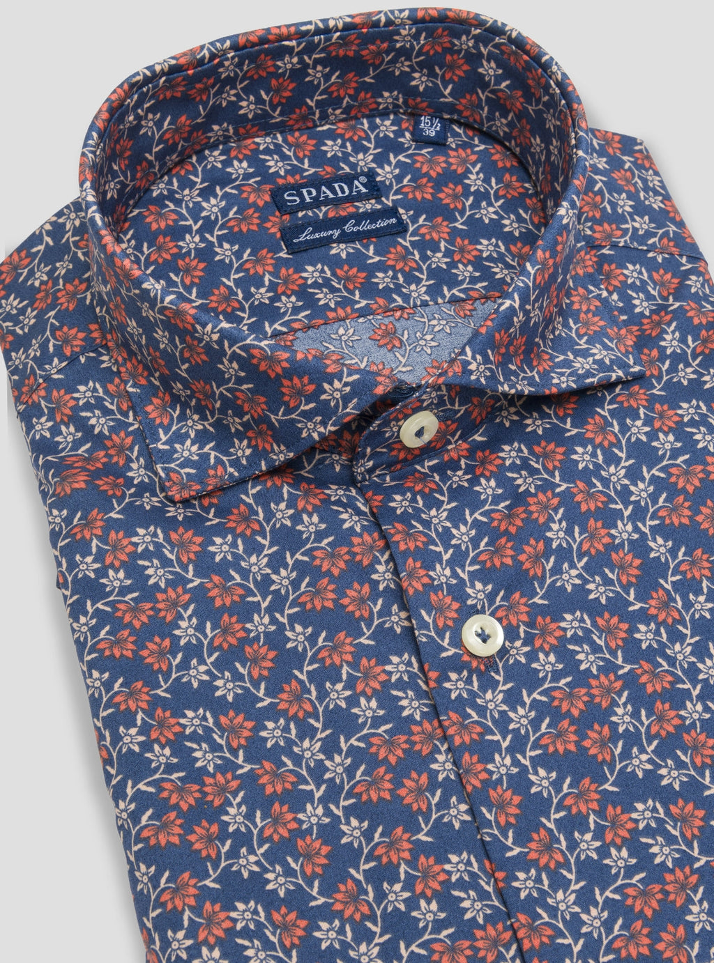 Camicia a fantasia collo francese in puro cotone-2