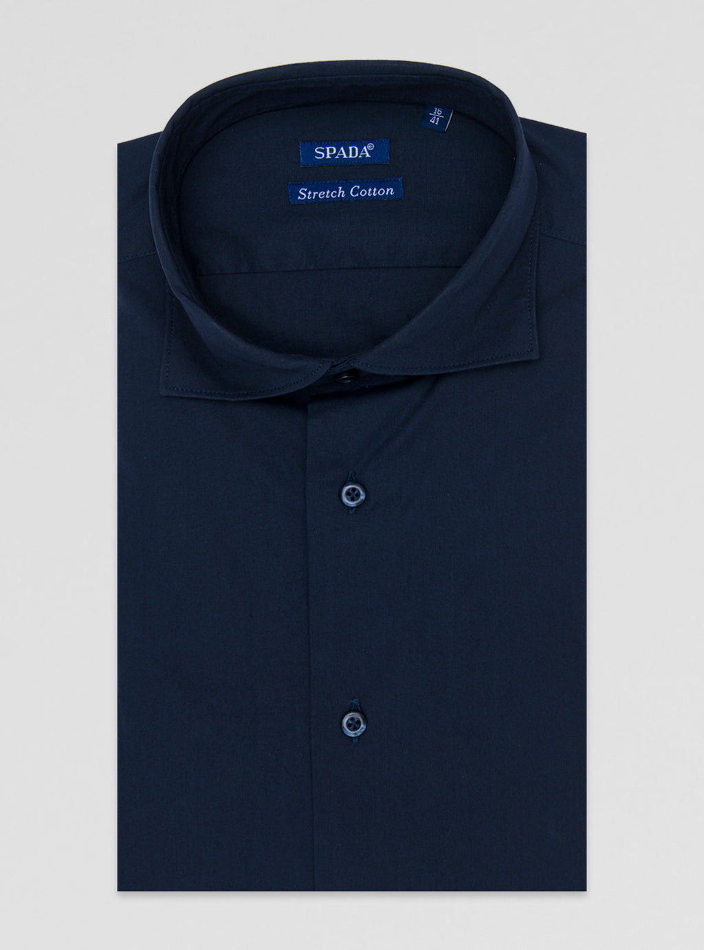 Camicia collo francese in cotone stretch-0