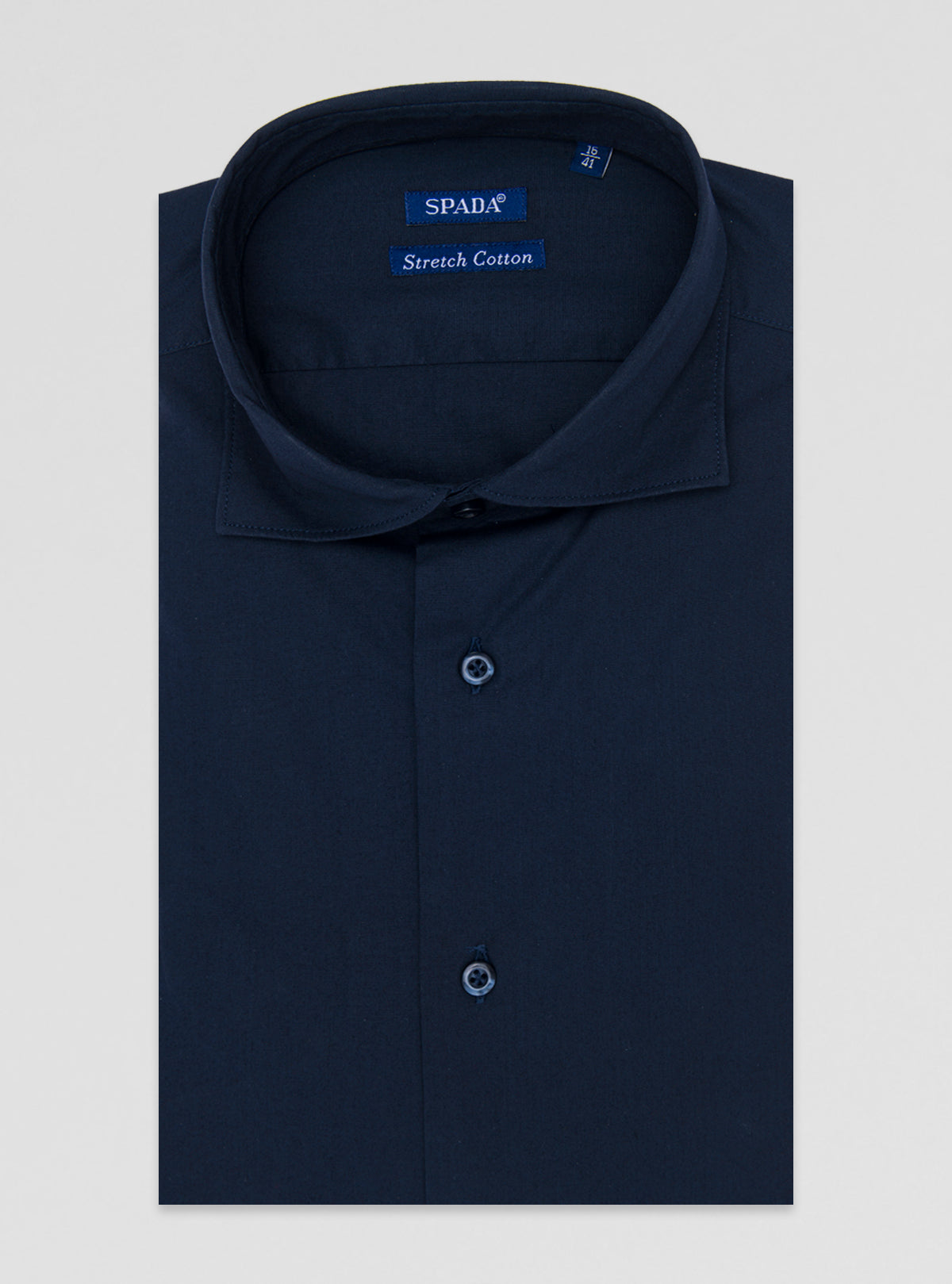Camicia collo francese in cotone stretch-0