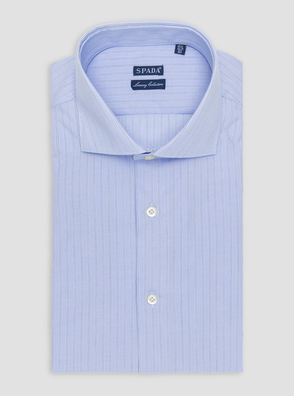 Camicia collo francese in puro cotone a doppia riga-0