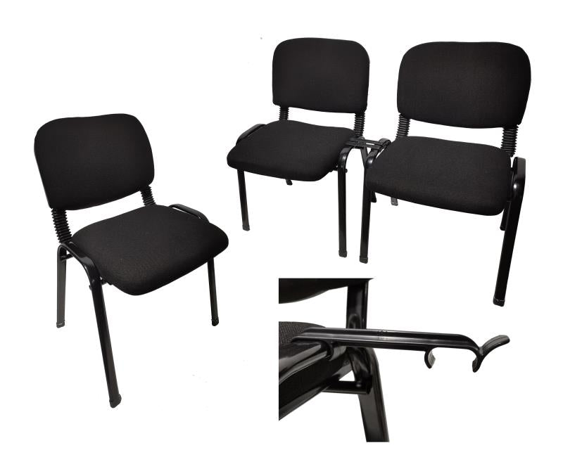Stackable & Linkable Office Conference Visitor Community  Chairs (Set of 7-Black)-0