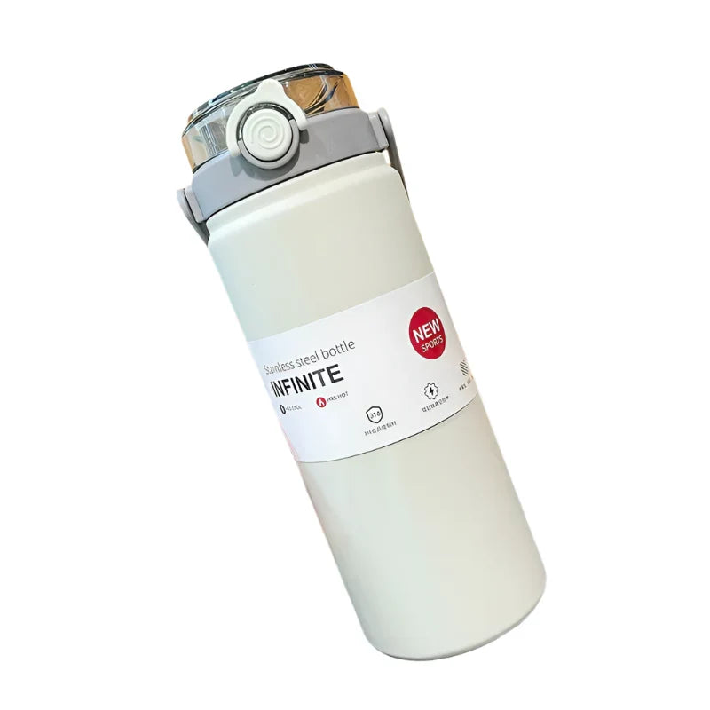 1L Stainless Steel Bottled Water with Straw-0