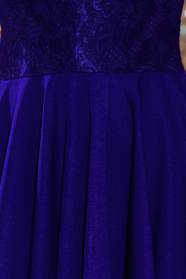Numoco 210-4 NICOLLE - dress with longer back with lace neckline - ROYAL BLUE-5