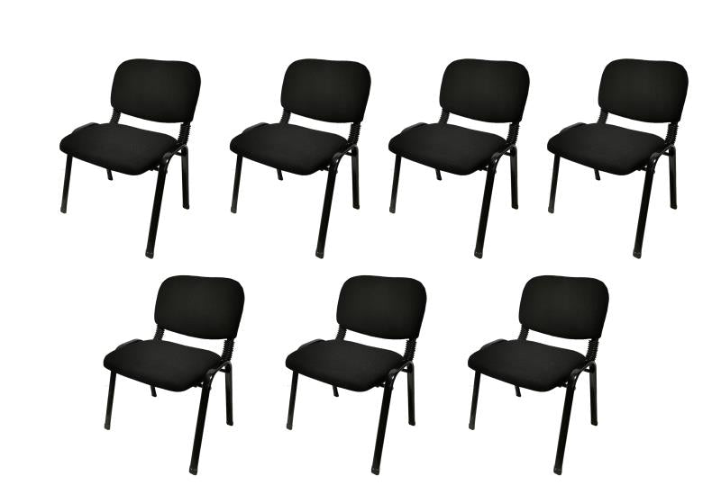 Stackable & Linkable Office Conference Visitor Community  Chairs (Set of 7-Black)-2