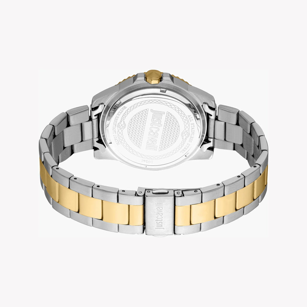 Just Cavalli Men's Two Tone Silver & Gold Watch, Blue Dial | Jc1g246m0275-2