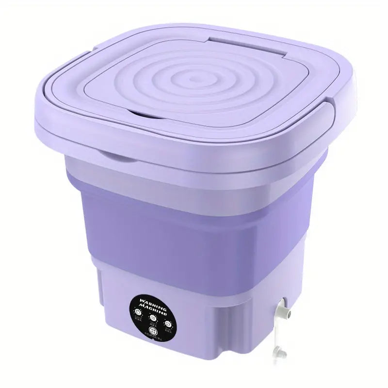 Portable Mini Washing Machine - Collapsible, 8L Capacity, 3 Sterilizing Modes, Purple-0