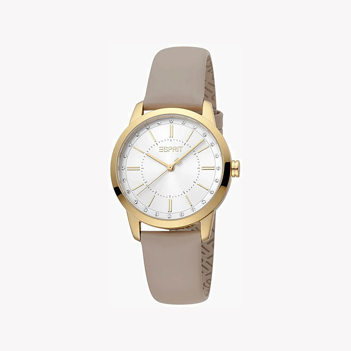 Esprit Women's Beige Leather Watch, Silver Dial | Es1l063m0015-0
