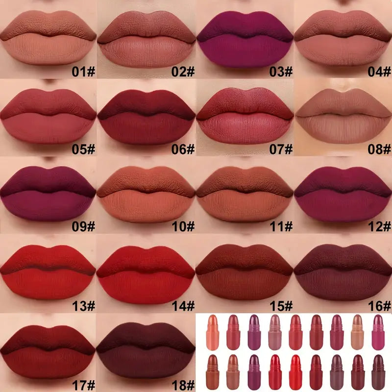 18pcs High-Pigment Matte Lipstick Set - Mini Capsule Collection for Long-Lasting Beauty-3