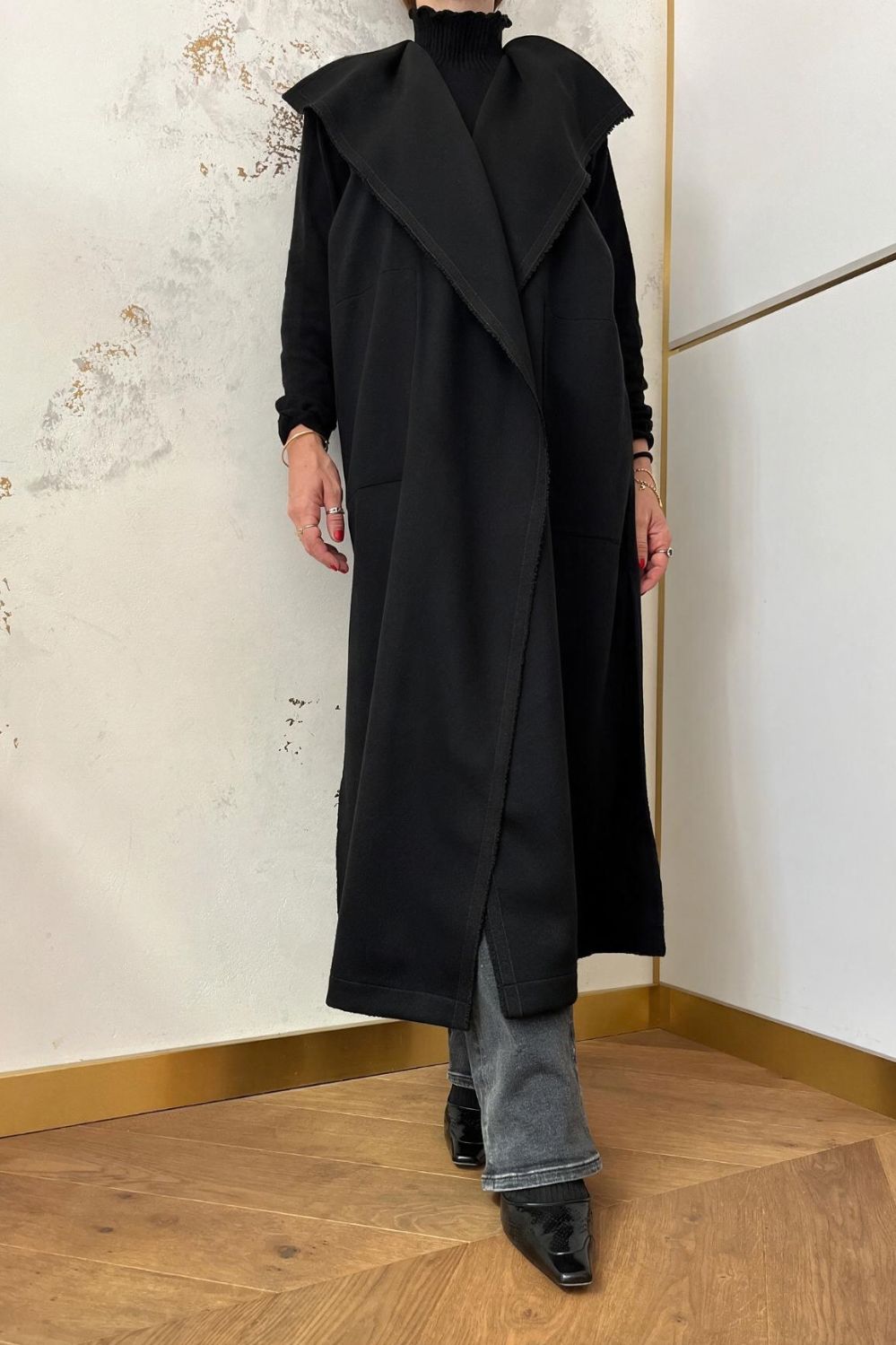Long recycled wool vest-0