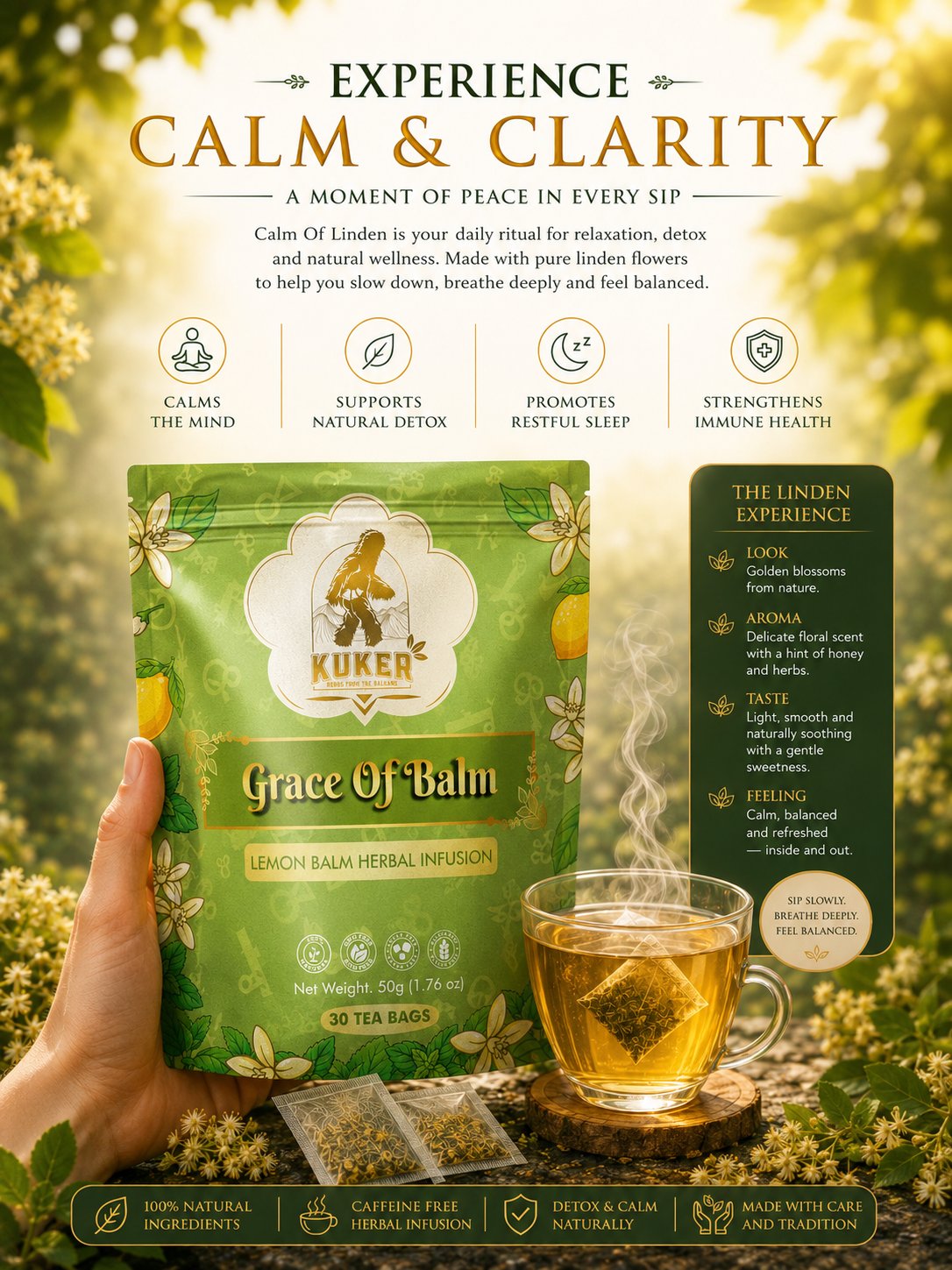 KUKER® Lemon Balm Tea 30 Tea Bags | 50g-4