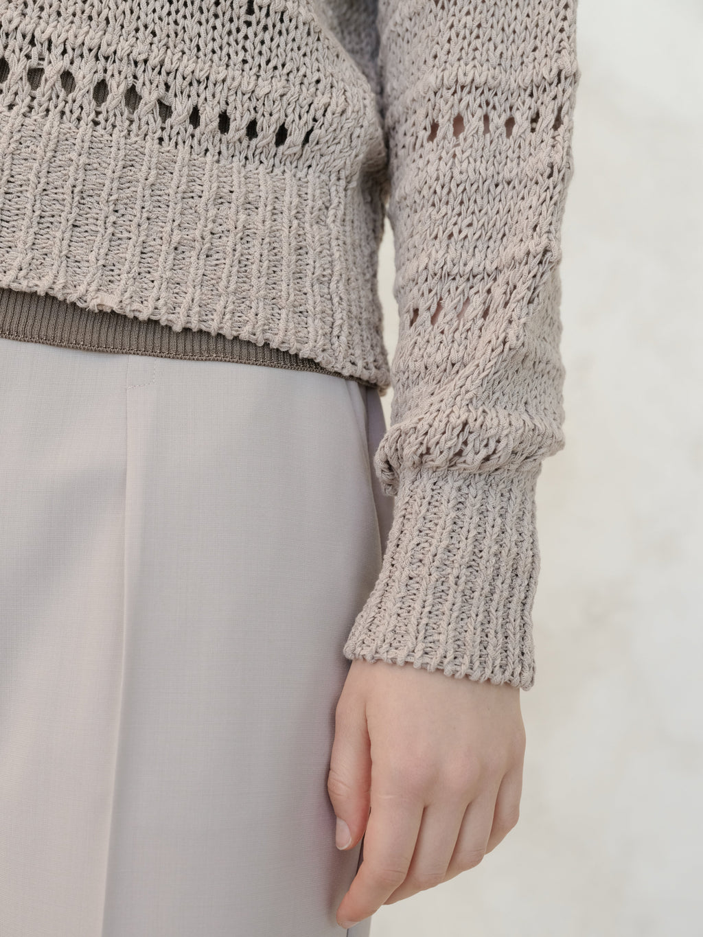Cotton Crochet Crewneck-3