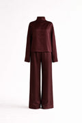 Silk/Cotton Clothing Set - Burgundy-0