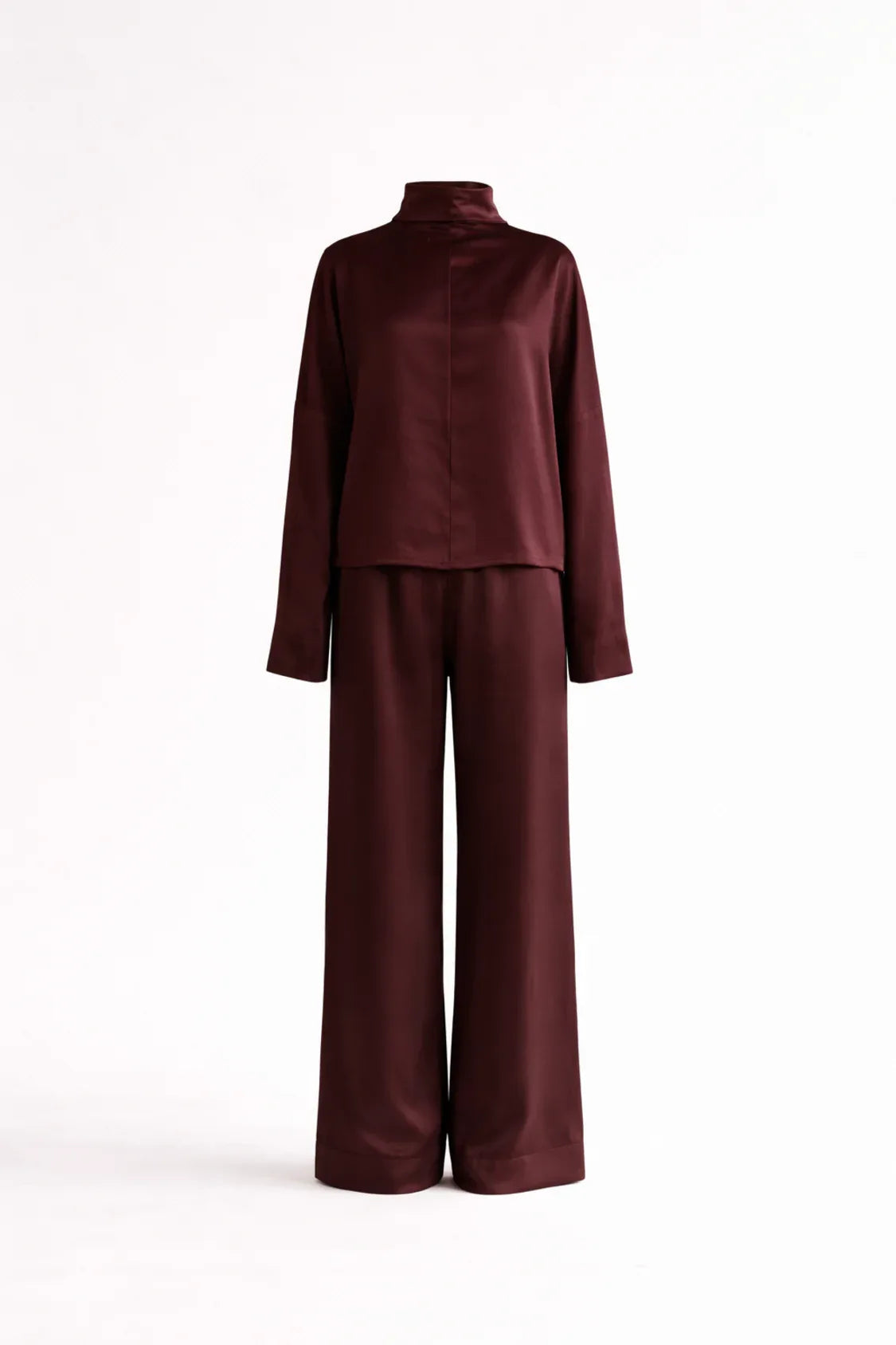 Silk/Cotton Clothing Set - Burgundy-0