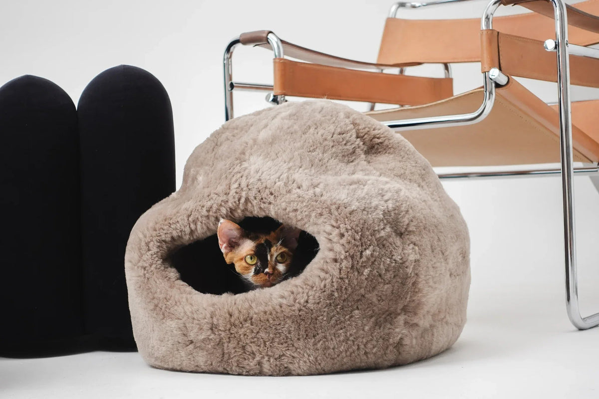 Nest Natural Sheepskin Pet Bed - Beige-2