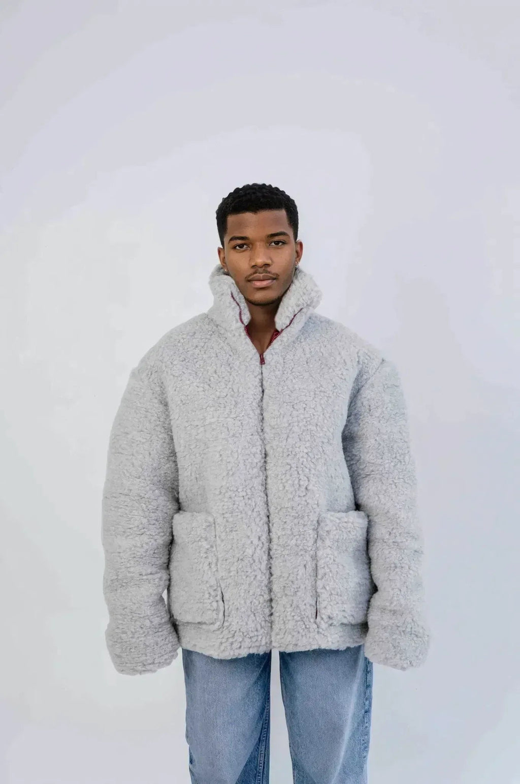 Men's Oversized Wool Jacket - Charcoal-1