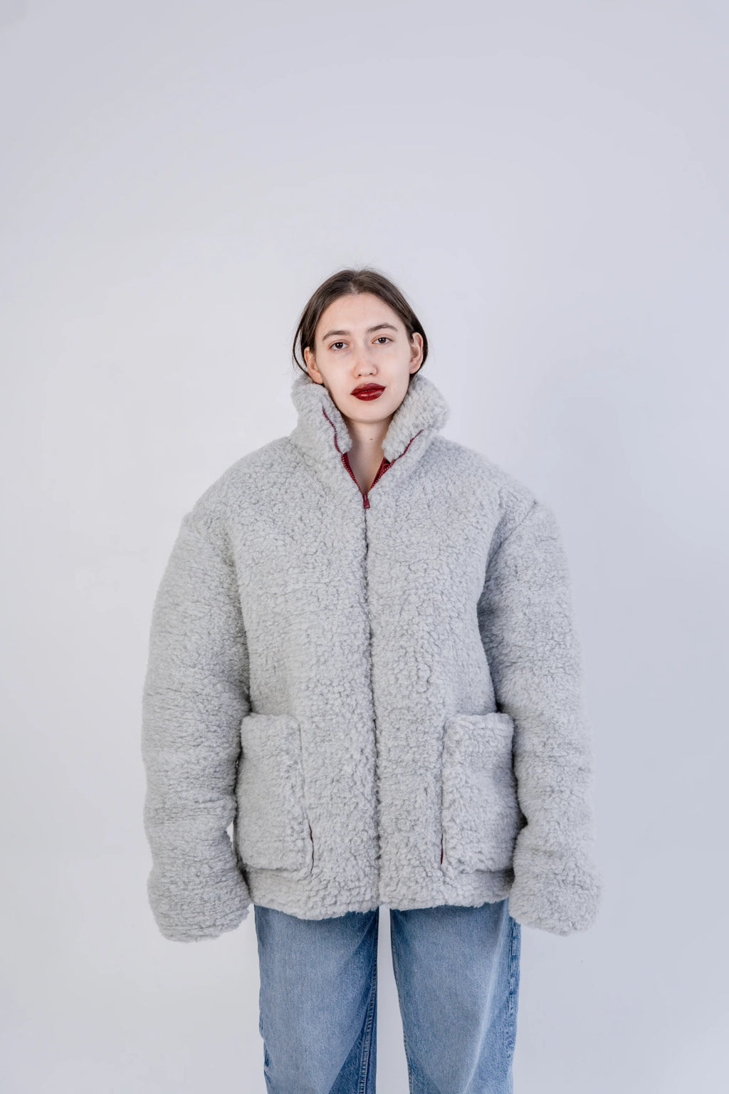 Men's Oversized Wool Jacket - Beige-2