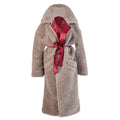 Oversized Woolen Coat with Maroon Silk Lining - Beige-0