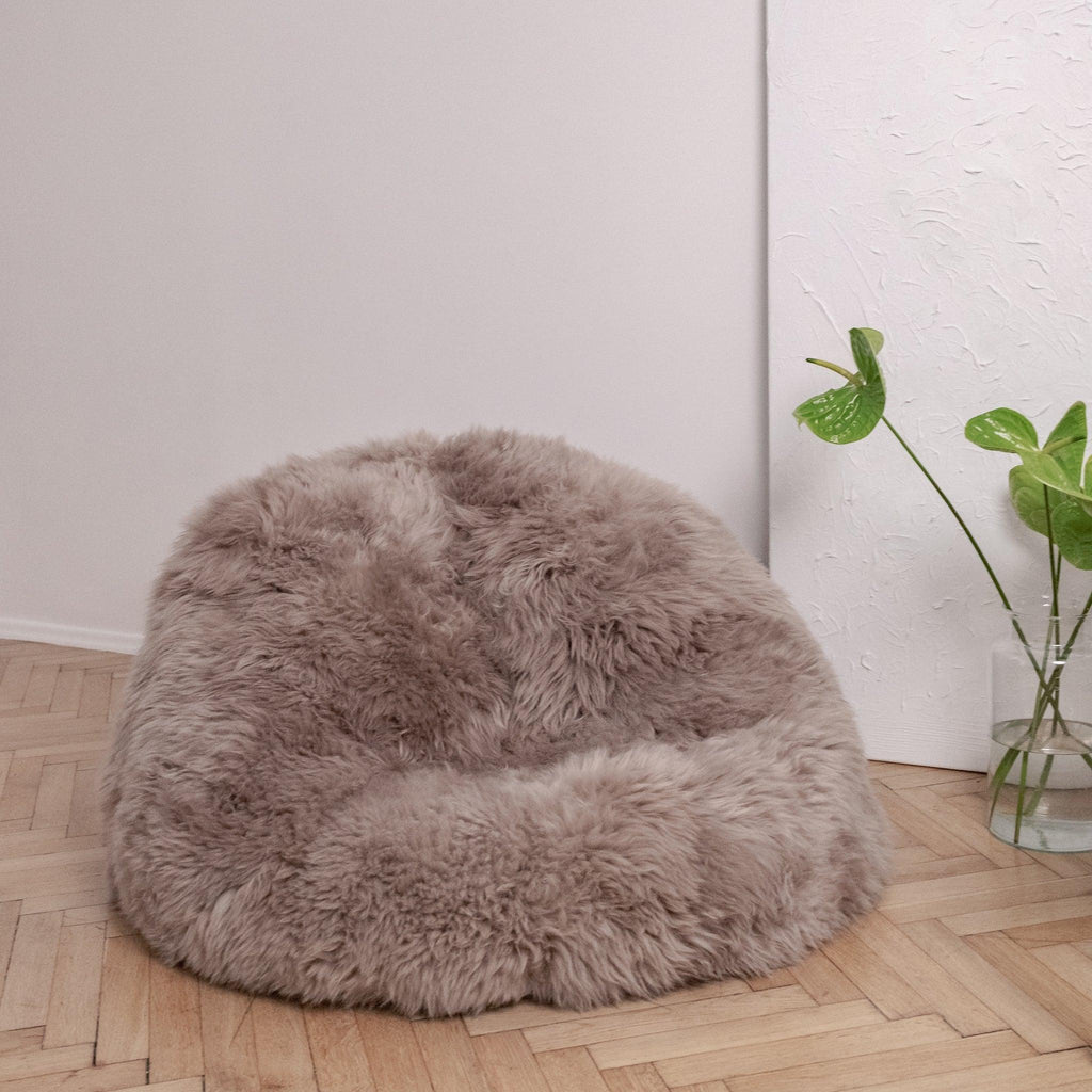 Natural Sheepskin Beanbag - Greige-0