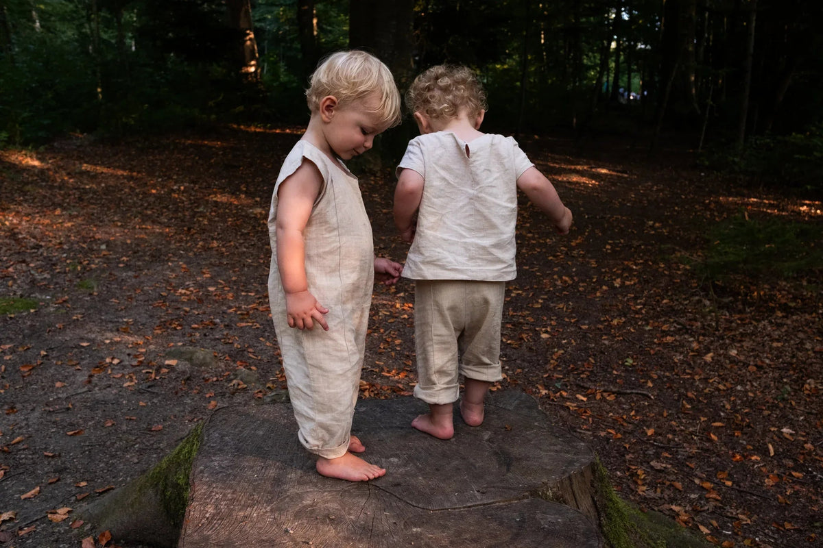 Ramie Baby/Kid Clothing Set - Beige-1