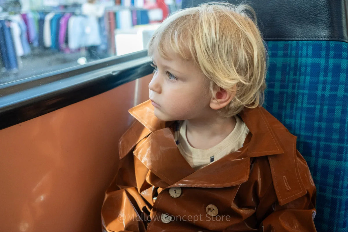 Kid's Trench Coat - Brown - Cotton-1