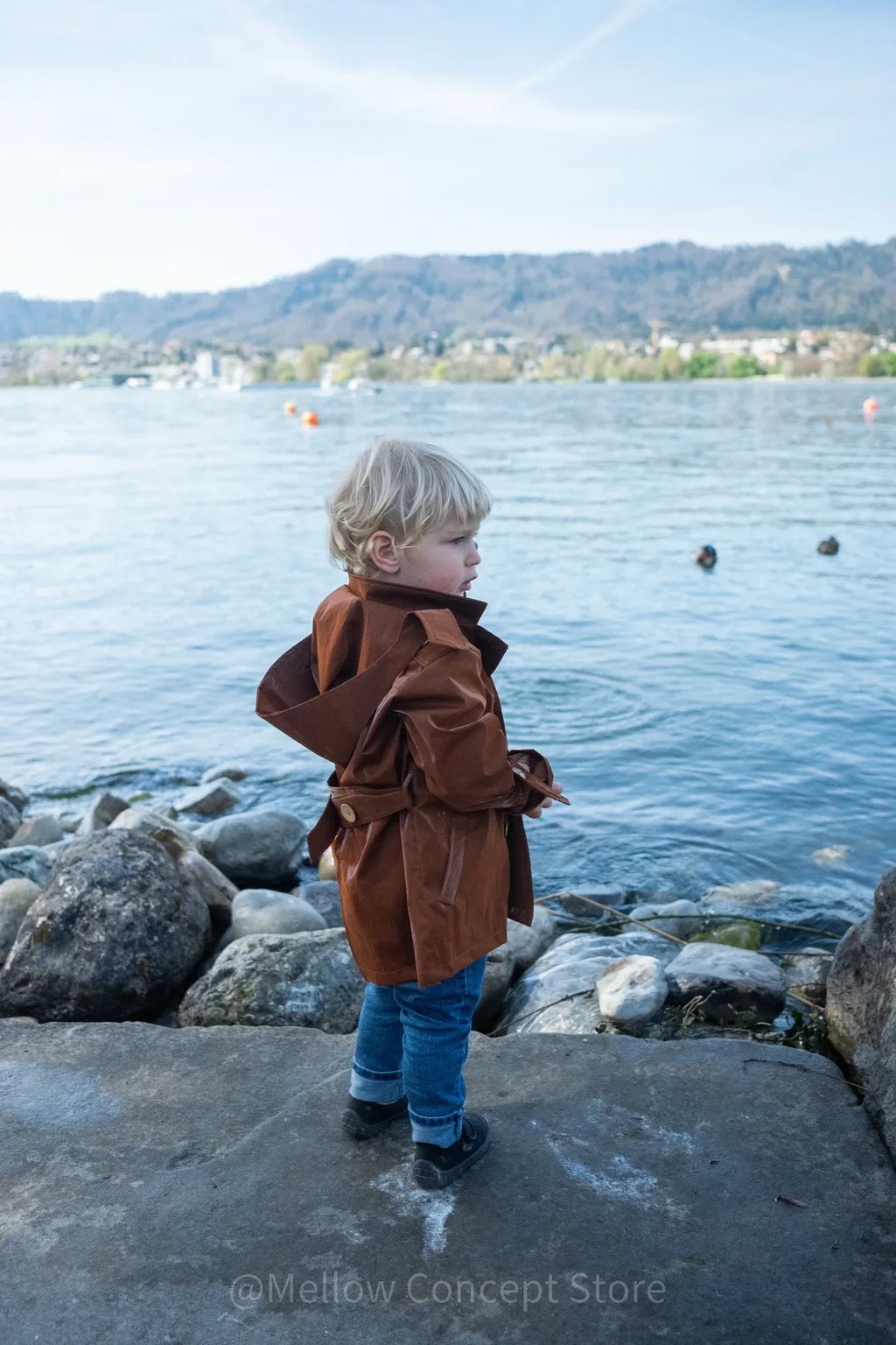Kid's Trench Coat - Brown - Cotton-4
