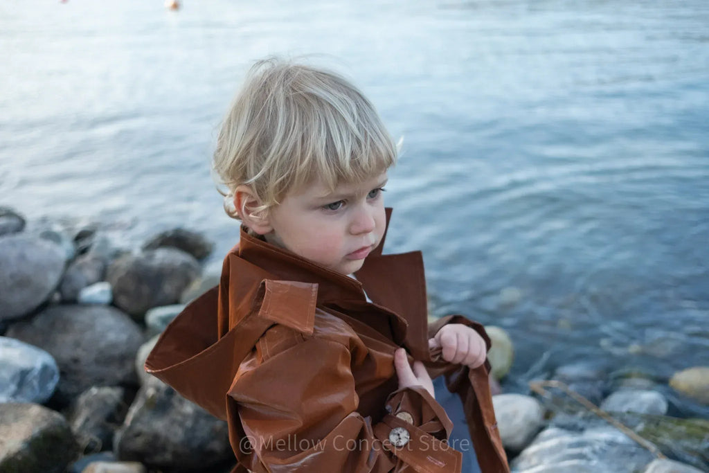 Kid's Trench Coat - Brown - Cotton-3