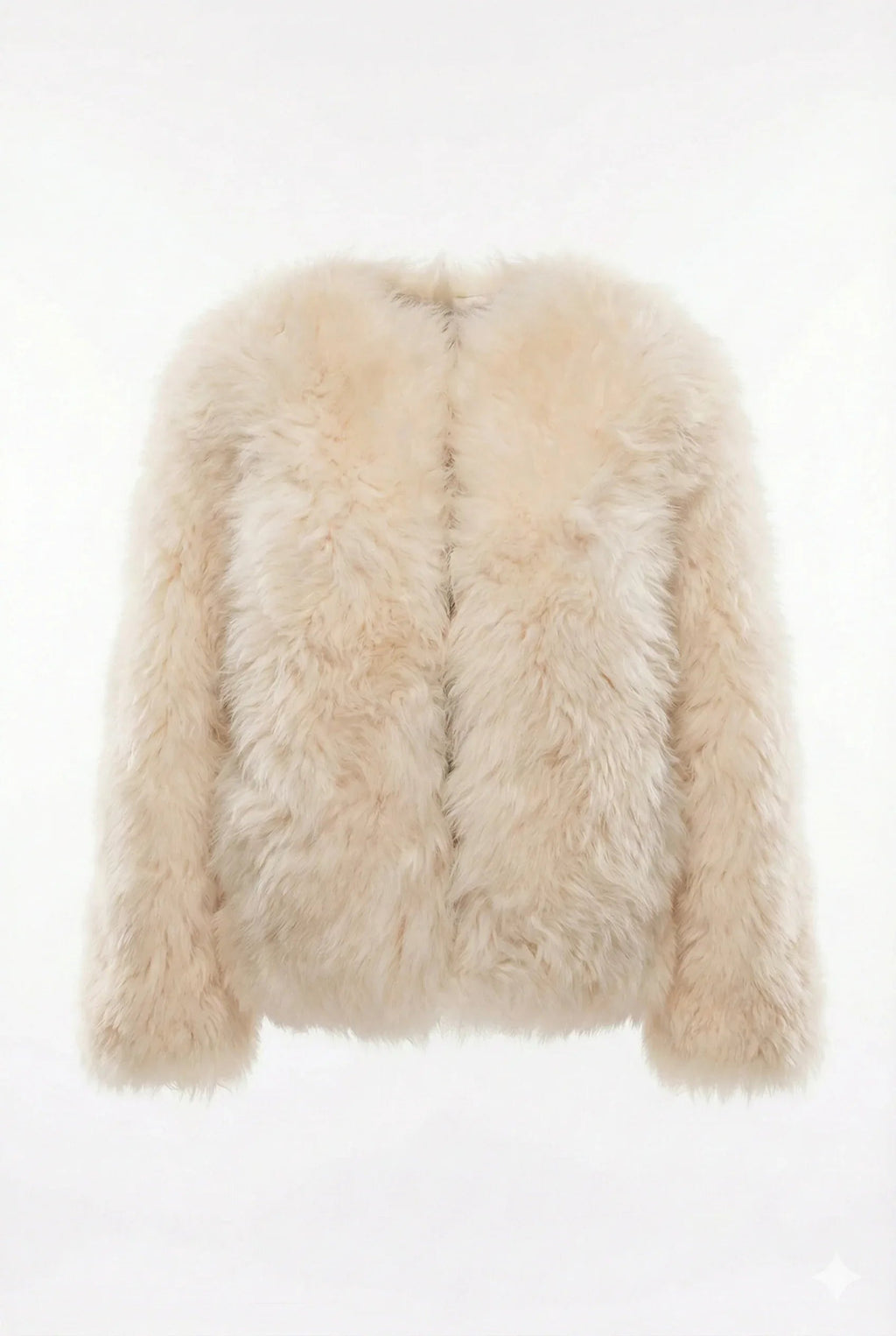 Sheepskin Fur / Coat with Burgundy Silk Lining - White-0