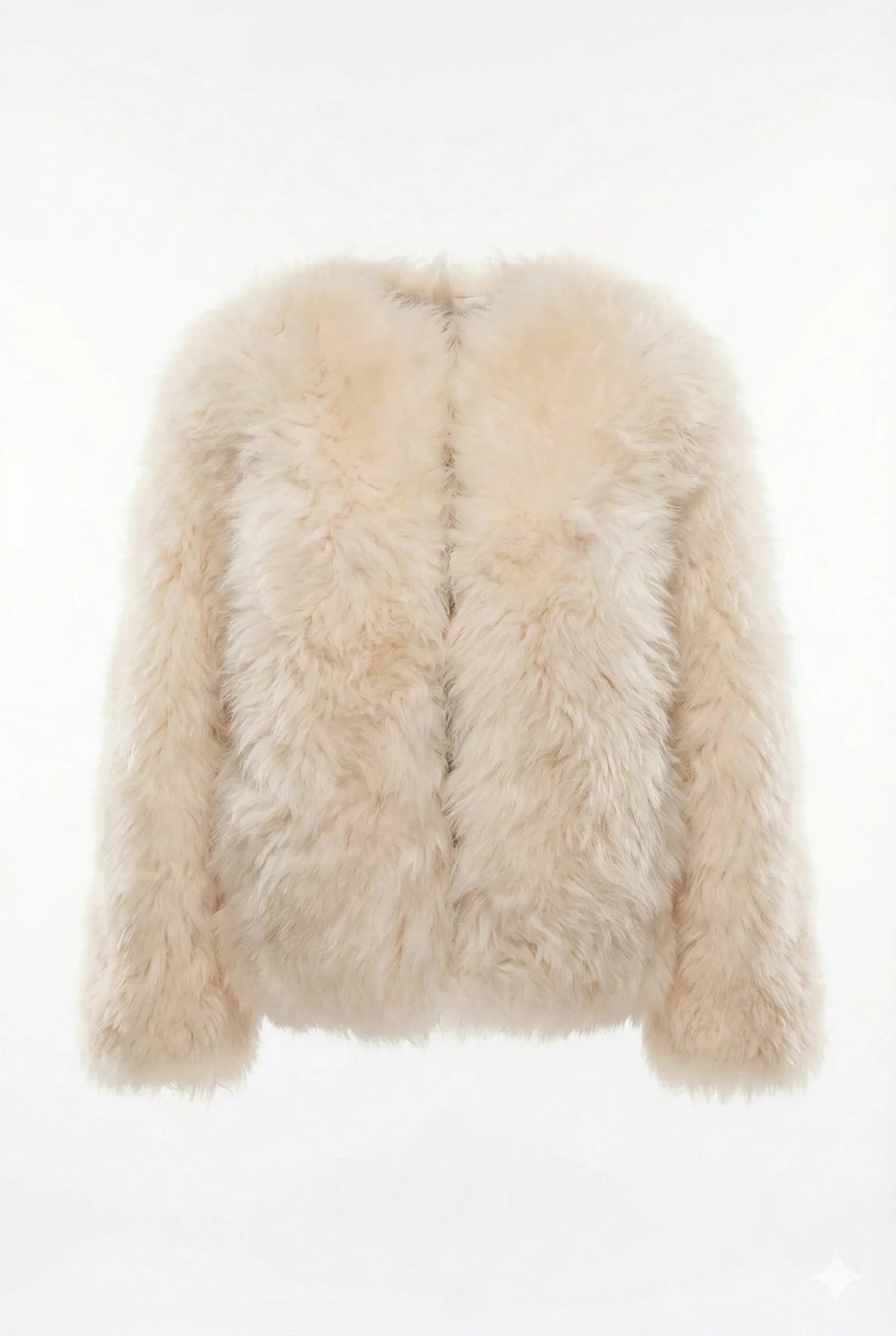 Sheepskin Fur / Coat with Burgundy Silk Lining - White-0