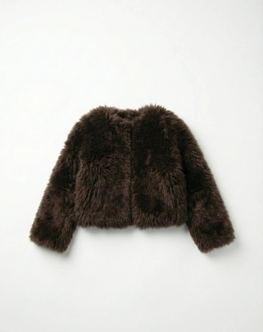 Sheepskin Fur / Coat with Burgundy Silk Lining - Brown-4