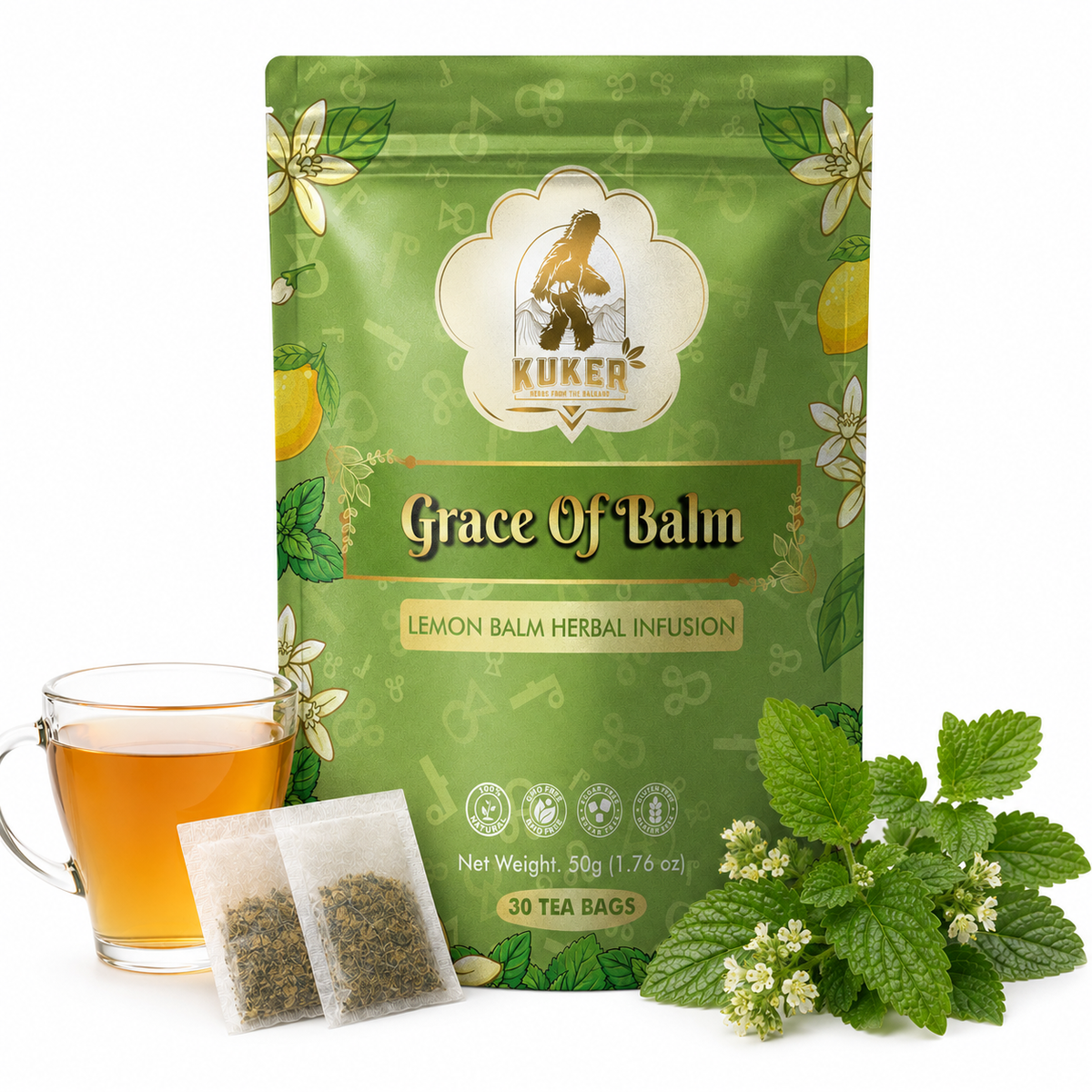 KUKER® Lemon Balm Tea 30 Tea Bags | 50g-0