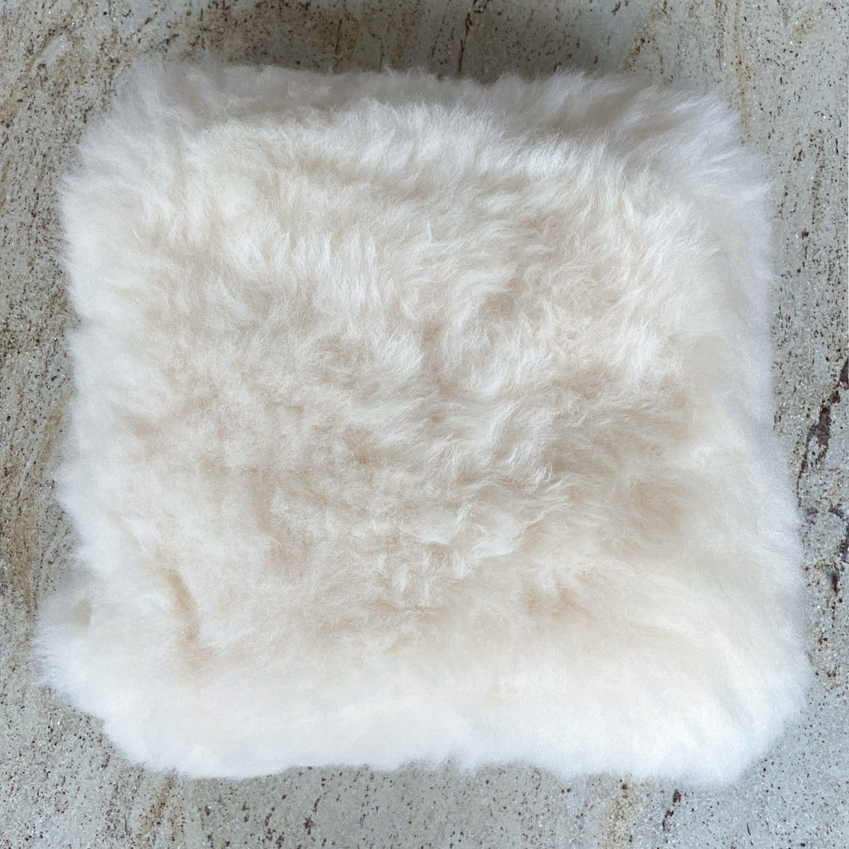 Square Natural Sheepskin Pillow - White-3
