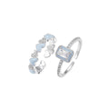 Heart Eternity Cuff Silver Ring Set-0