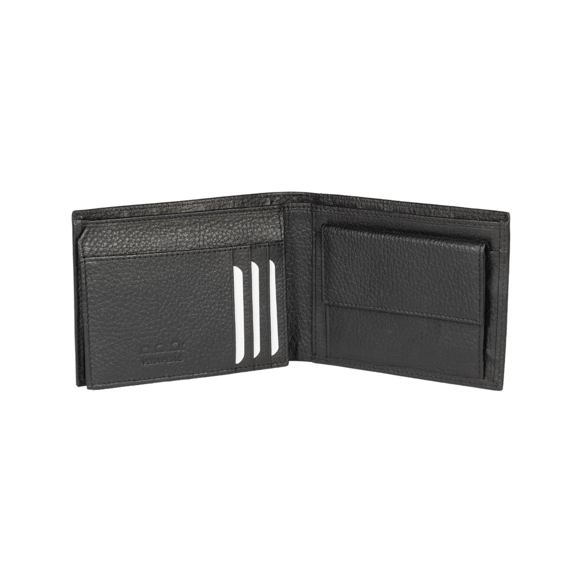 K10304AB | Portafogli Uomo in Vera Pelle pieno fiore, grana dollaro. Colore Nero. Tasca p/monete. Dimensioni da chiuso: cm 12,5 x 9,3 x 1. Confezione: Gift Box rigido fondo/coperchio-1