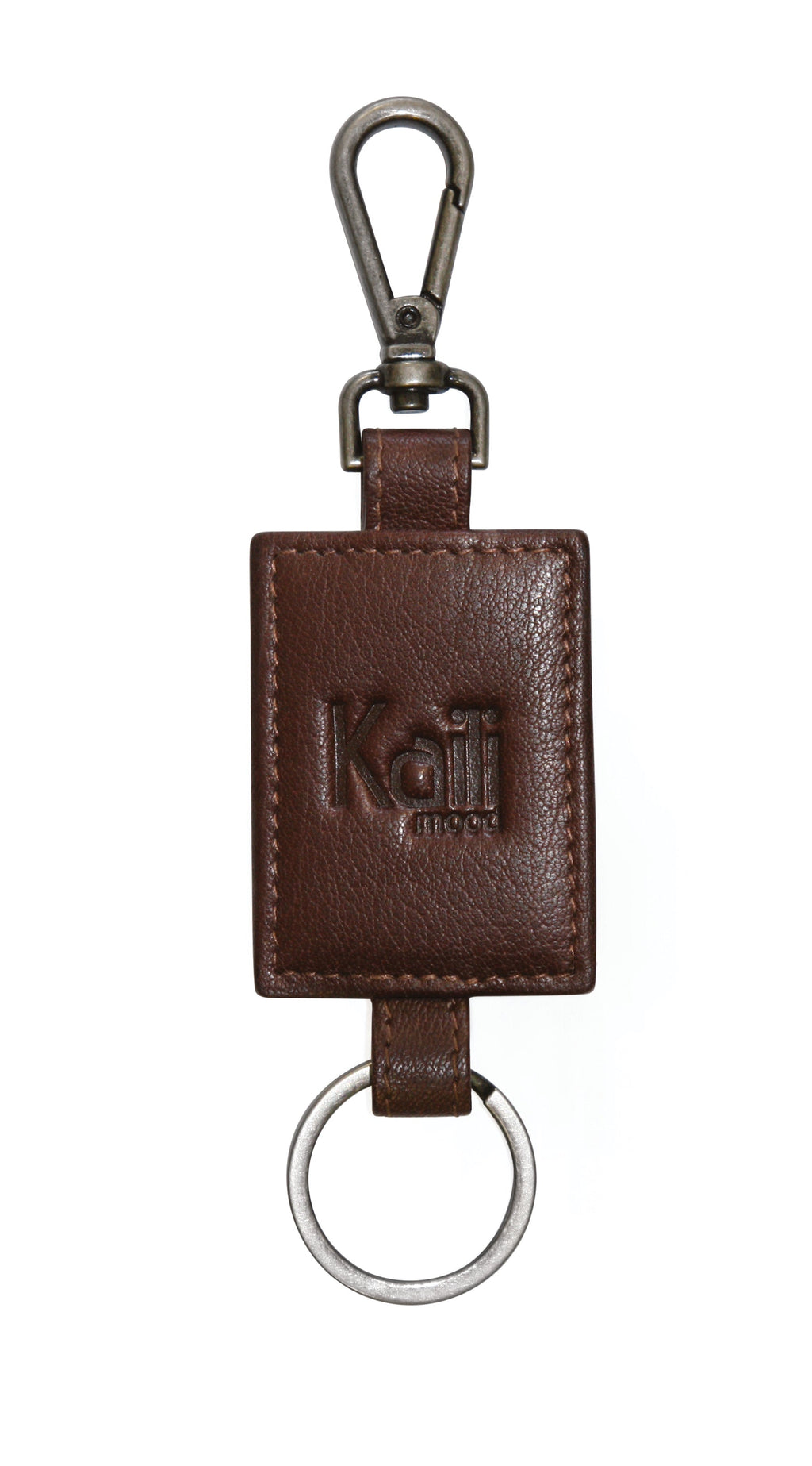 K10650BB | Portachiavi in Vera Pelle pieno fiore, Volanata. Colore Testa Moro. Accessori Nickel Anticato. Dimensioni totali: cm 4 x 15 x 0,5. Confezione: Gift Box rigido fondo/coperchio-0